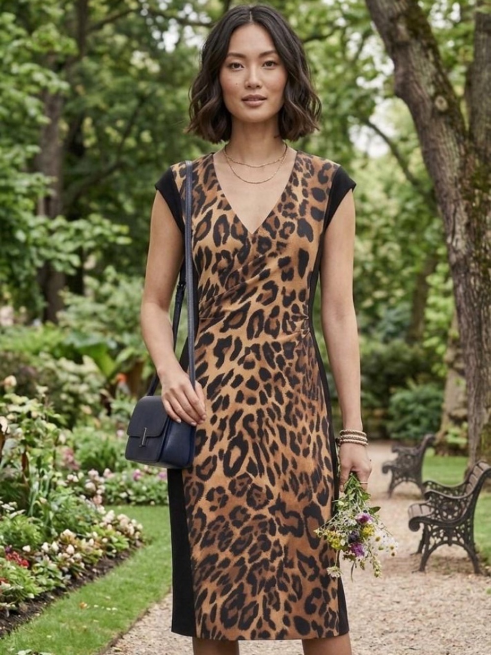 ESCADA Darlita Leopard Print Panel Sheath Dress - Size 40 -US 10